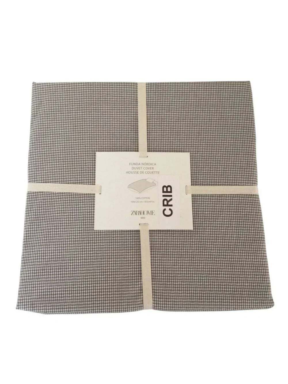 ZARAHOME Kids Crib Duvet Cover 100% Cotton Cream Gray